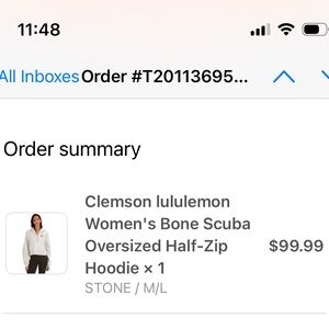 Lululemon Clemson Women's ivory Oversized Half-Zip Hoodie